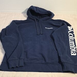 Columbia Navy Blue Pullover Hoodie with Sleeve Logo